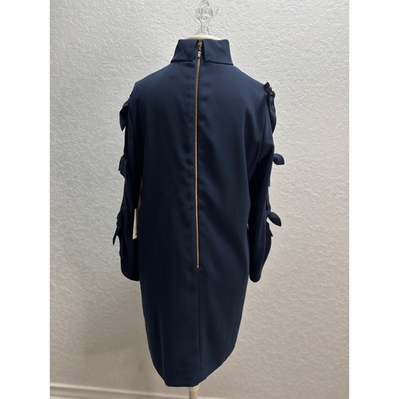 Alex Marie Nina Mystic Navy Blue High Neck Bow Sleeve Dress Size 12 - Picture 4 of 10